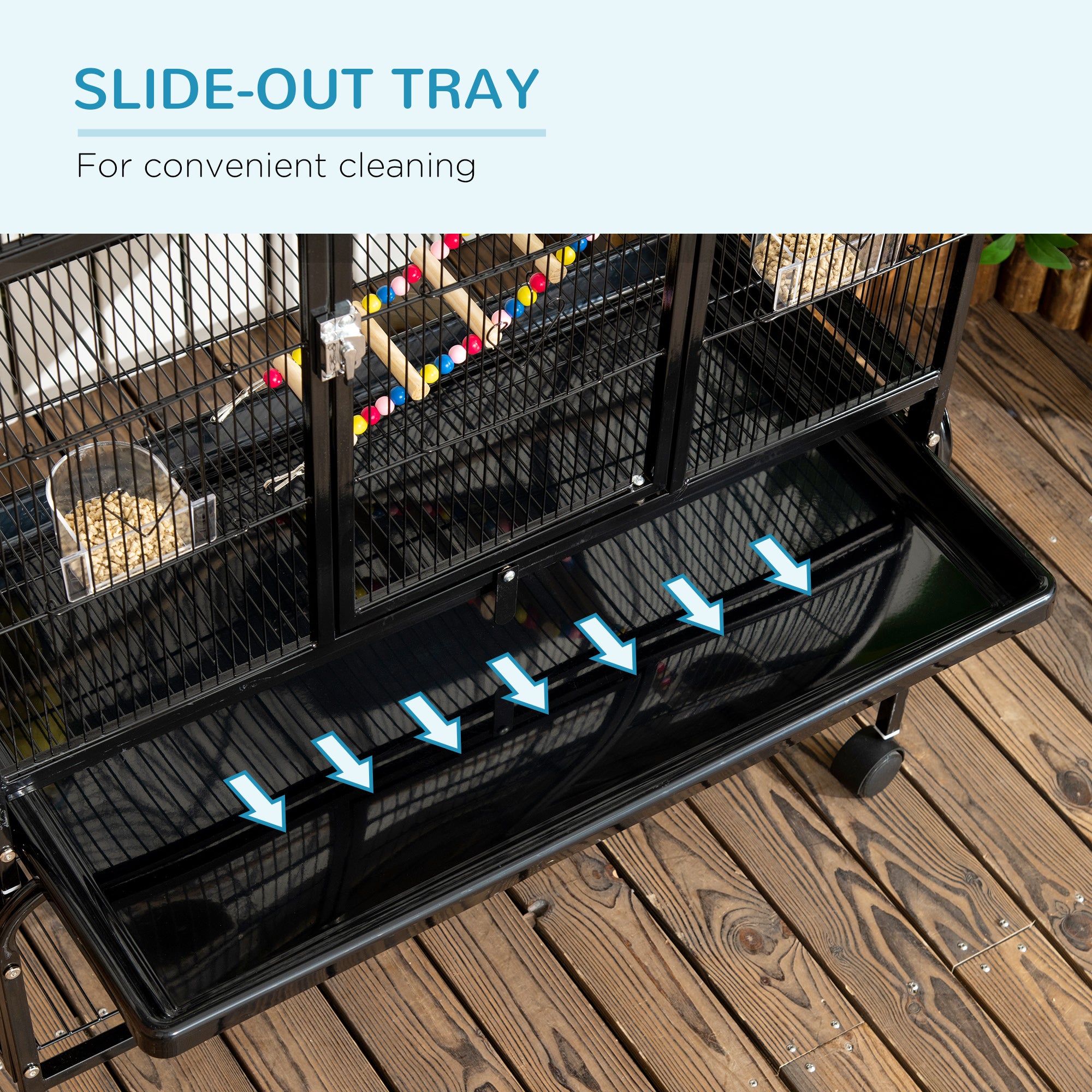 71" Bird Cage, 3 Tier Large Parrot Cage with Wheels, Perches, Ramp, Storage Shelf, Toys for Canaries, Finches, Cockatiels, Parakeets, Black