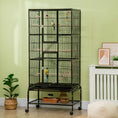 Load image into Gallery viewer, 71" Bird Cage, 3 Tier Large Parrot Cage with Wheels, Perches, Ramp, Storage Shelf, Toys for Canaries, Finches, Cockatiels, Parakeets, Black