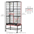 Load image into Gallery viewer, 71" Bird Cage, 3 Tier Large Parrot Cage with Wheels, Perches, Ramp, Storage Shelf, Toys for Canaries, Finches, Cockatiels, Parakeets, Black