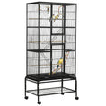 Load image into Gallery viewer, 71" Bird Cage, 3 Tier Large Parrot Cage with Wheels, Perches, Ramp, Storage Shelf, Toys for Canaries, Finches, Cockatiels, Parakeets, Black