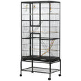 Load image into Gallery viewer, 71" Bird Cage, 3 Tier Large Parrot Cage with Wheels, Perches, Ramp, Storage Shelf, Toys for Canaries, Finches, Cockatiels, Parakeets, Black