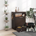 Gallery viewerに画像を読み込む, Cat Dog Feeding Station, Dog Food Storage Cabinet, Pet Feeder Container with Raised Bowls and Hanger for Feeding & Watering Supplies, Coffee