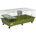 Load image into Gallery viewer, PawHut 47"L Small Animal Cage, Rolling Bunny Cage, Guinea Pig Cage with Food Dish, Water Bottle, Hay Feeder, Platform, Ramp for Ferret Chinchilla, Green