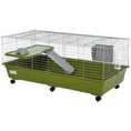 Load image into Gallery viewer, PawHut 47"L Small Animal Cage, Rolling Bunny Cage, Guinea Pig Cage with Food Dish, Water Bottle, Hay Feeder, Platform, Ramp for Ferret Chinchilla, Green