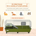 Load image into Gallery viewer, PawHut 47"L Small Animal Cage, Rolling Bunny Cage, Guinea Pig Cage with Food Dish, Water Bottle, Hay Feeder, Platform, Ramp for Ferret Chinchilla, Green