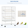 Load image into Gallery viewer, 52" Large Rolling Steel Bird Cage Bird House with Rolling Stand, Storage Shelf, Wood Perch, Food Container, White