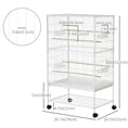 Load image into Gallery viewer, 52" Large Rolling Steel Bird Cage Bird House with Rolling Stand, Storage Shelf, Wood Perch, Food Container, White