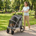Load image into Gallery viewer, Dog Stroller, Pet Stroller for Small and Medium Dogs, Foldable Puppy Pram Pet Pushchair with 2 Big Wheels, Shock-Absorbing Frame, Seat Leashes, Brakes, Maximum Load 20 kg, Grey