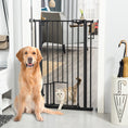 Load image into Gallery viewer, 41"H Dog Gate with Cat Door, Pet Gate with Small Door, Easy Open Indoor Dog Gates for Doorways, House, Stair, 29"-32" Long, Black