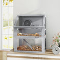 Load image into Gallery viewer, Wooden Hamster Cage, 3 Tier Gerbil Cage with Detachable 32cm Deep Bottom, Hut, Seesaw, Exercise Wheel, Ramps, Light Grey