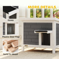 Load image into Gallery viewer, Outdoor Cat House Insulated, Wooden Weatherproof Feral Cat Shelter with Openable Asphalt Roof, Plastic Door Flaps, Rabbit Hutch for Bunnies, for Winter Outside, 61 x 51 x 53.5 cm, Grey