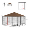 Load image into Gallery viewer, PawHut Outside Dog Kennel, 6.9' x 6.9' x 5' Puppy Play Pen with Canopy, Garden Playpen Fence Crate Enclosure Cage Rotating Bowl, Coffee