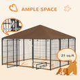 Load image into Gallery viewer, PawHut Outside Dog Kennel, 6.9' x 6.9' x 5' Puppy Play Pen with Canopy, Garden Playpen Fence Crate Enclosure Cage Rotating Bowl, Coffee