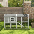 Load image into Gallery viewer, PawHut Wooden Chicken Coop with Run for 3 - 4 Chickens, Hen House with Nesting Box, Removable Tray, Outdoor Poultry Cage, 77.5" x 32.5" x 46", Light Gray