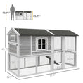 Load image into Gallery viewer, PawHut Wooden Chicken Coop with Run for 3 - 4 Chickens, Hen House with Nesting Box, Removable Tray, Outdoor Poultry Cage, 77.5" x 32.5" x 46", Light Gray