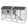 Load image into Gallery viewer, PawHut Wooden Chicken Coop with Run for 3 - 4 Chickens, Hen House with Nesting Box, Removable Tray, Outdoor Poultry Cage, 77.5" x 32.5" x 46", Light Gray