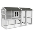 Load image into Gallery viewer, PawHut Wooden Chicken Coop with Run for 3 - 4 Chickens, Hen House with Nesting Box, Removable Tray, Outdoor Poultry Cage, 77.5" x 32.5" x 46", Light Gray
