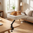 Load image into Gallery viewer, Cat Desk Bed, 360° Rotatable Raised Cat House for Desk and Window, Soft Kitten Hammock with Hanging Ball, Adjustable Clamp for Indoor Kittens, White