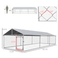Load image into Gallery viewer, PawHut Large Dog Kennel Outside, Heavy Duty Dog Cage with Waterproof Cover, Outdoor Fence Dog Run with Galvanized Chain Link, Secure Lock, 19.7' x 7.5' x 4.9'