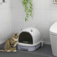 Load image into Gallery viewer, PawHut Cat Litter Box, Covered Kitty Litter Box with Lid, Scoop, Deodorizing Bags for Odor Control, Privacy, Portable, Easy to Clean, Gray