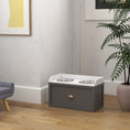 Load image into Gallery viewer, Elevated Dog Bowls for Large Dogs, Raised Pet Feeding Station with 2 Stainless Steel Bowls, Hidden Storage Drawer, Wood Stand for Cats, Grey
