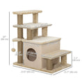 Load image into Gallery viewer, Adjustable Height Cat Stairs with Jute Scratching Posts, Cat House for Cozy Rest, Pet Steps for Couch Sofa and High Bed with Hanging Ball, Front Hole, Platform, Beige