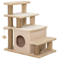 Load image into Gallery viewer, Adjustable Height Cat Stairs with Jute Scratching Posts, Cat House for Cozy Rest, Pet Steps for Couch Sofa and High Bed with Hanging Ball, Front Hole, Platform, Beige