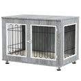 Load image into Gallery viewer, Dog Crate Furniture, Indoor Dog Kennel Side End Table with Cushion, Double Doors, for Medium and Large Breeds, 90 x 58 x 65 cm, Grey