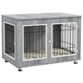 Load image into Gallery viewer, Dog Crate Furniture, Indoor Dog Kennel Side End Table with Cushion, Double Doors, for Medium and Large Breeds, 90 x 58 x 65 cm, Grey
