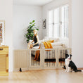 Load image into Gallery viewer, Freestanding Pet Gate, Foldable Dog Gate with Lockable Door, Support Feet & 360° Flexible Hinges, 4 Panel Indoor Safety Dog Barrier for House, Stairs, Doorway, 205 x 30.5 x 70 cm, Oak