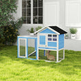 Load image into Gallery viewer, 48" Weatherproof Wooden Rabbit Hutch With Slant Roof And Screened Outdoor Run, Light Blue