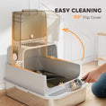 Load image into Gallery viewer, XXL Stainless Steel Cat Litter Tray, Enclosed Cat Litter Box with 90° Flip Cover, Double Doors, Scoop, Easy Clean, Odor Control, Anti-Leaking, Non-Sticky, Grey