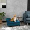 Load image into Gallery viewer, PawHut Pet Sofa, Dog Couch, Elevated Pet Bed for Small Dogs, with Hidden Storage, Soft Tufted Cushion, Dark Blue