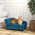 Load image into Gallery viewer, PawHut Pet Sofa, Dog Couch, Elevated Pet Bed for Small Dogs, with Hidden Storage, Soft Tufted Cushion, Dark Blue