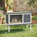 Load image into Gallery viewer, Wooden Rabbit Hutch, Guinea Pig Hutch with Openable Asphalt Roof and Pull-Out Tray, Outdoor Elevated Bunny House for Rabbits, Chinchillas and Small Animals, Indoor Outdoor Use, Grey
