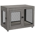 Load image into Gallery viewer, 37in Dog Crate Furniture with Cushion, Indoor Pet Kennel End Table with 2 Doors, for Large Dogs, Grey