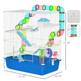 Load image into Gallery viewer, PawHut Extra Large 23" Hamster Cage with Tubes and Tunnels, Portable Carry Handles, Rat House and Habitats Big 5-Tier Design, Mouse Cage Includes Exercise Wheel, Water Bottle, Food Dish, Blue