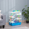 Load image into Gallery viewer, PawHut Extra Large 23" Hamster Cage with Tubes and Tunnels, Portable Carry Handles, Rat House and Habitats Big 5-Tier Design, Mouse Cage Includes Exercise Wheel, Water Bottle, Food Dish, Blue
