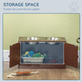 Load image into Gallery viewer, PawHut Large Elevated Dog Bowls with Storage Cabinet Containing Large 44L Capacity, Raised Dog Bowl Stand Pet Food Bowl Dog Feeding Station, Brown