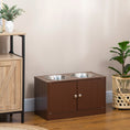 Load image into Gallery viewer, PawHut Large Elevated Dog Bowls with Storage Cabinet Containing Large 44L Capacity, Raised Dog Bowl Stand Pet Food Bowl Dog Feeding Station, Brown
