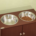 Load image into Gallery viewer, PawHut Large Elevated Dog Bowls with Storage Cabinet Containing Large 44L Capacity, Raised Dog Bowl Stand Pet Food Bowl Dog Feeding Station, Brown