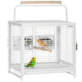 Load image into Gallery viewer, Bird Travel Carrier Cage for Parrots Conures African Grey Cockatiel Parakeets with Stand Perch, Stainless Steel Bowls, Pull Out Tray, White