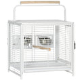 Load image into Gallery viewer, Bird Travel Carrier Cage for Parrots Conures African Grey Cockatiel Parakeets with Stand Perch, Stainless Steel Bowls, Pull Out Tray, White
