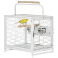 Load image into Gallery viewer, Bird Travel Carrier Cage for Parrots Conures African Grey Cockatiel Parakeets with Stand Perch, Stainless Steel Bowls, Pull Out Tray, White