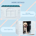 Load image into Gallery viewer, Plastic Dog House Outdoor Indoor, Weather-Resistant Dog Kennel, with Large Opening, for Medium Dogs, 65 x 75.7 x 63cm - White and Blue