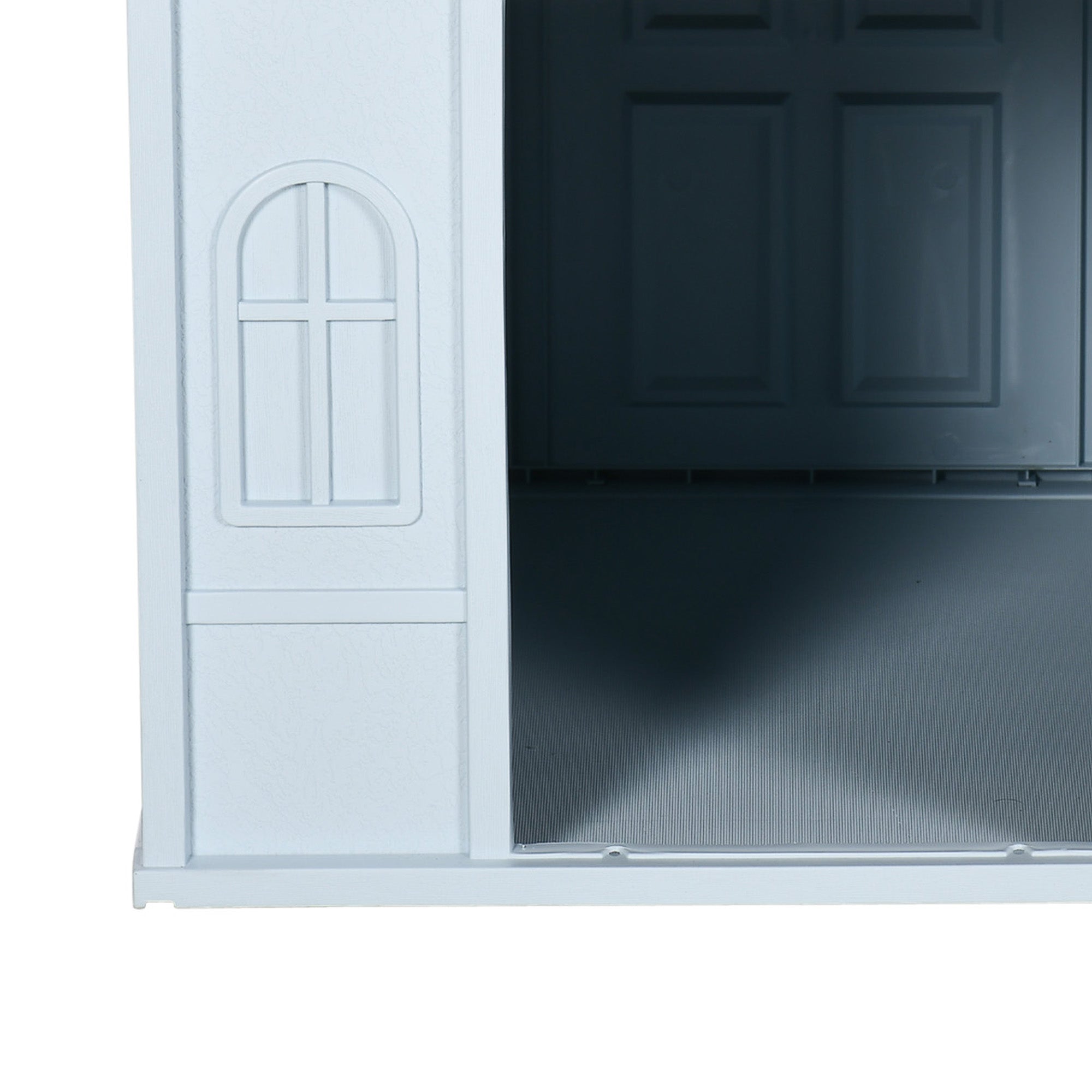 PawHut Plastic Dog House, Water Resistant Puppy Shelter Indoor Outdoor with Door, Easy to Assemble, for Medium and Small Dogs, Blue