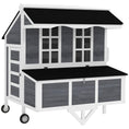 Load image into Gallery viewer, 43" Chicken Coop with Wheels, Mobile Chicken House with Nesting Box, Windows, Pull-out Tray, Perches, Wooden Chicken Tractor for 2-4 Hens, Rabbits, for Backyard, Patio, Gray