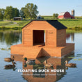 Load image into Gallery viewer, Floating Duck Coop, Wooden Duck House with Ramp and Waterproof Asphalt Roof, Small Animal House with Dual Openings for 1-2 Poultry, Small Geese, 66" x 43" x 28", Orange