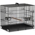 Charger l'image dans la visionneuse de la galerie, Foldable Bird Cage, Metal Bird Travel Carrier Cage with Wood Perch, Food Bowls, Slide-Out Tray and Handle for Canaries, Finches, Lovebirds, Parakeets, Black