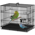 Charger l'image dans la visionneuse de la galerie, Foldable Bird Cage, Metal Bird Travel Carrier Cage with Wood Perch, Food Bowls, Slide-Out Tray and Handle for Canaries, Finches, Lovebirds, Parakeets, Black